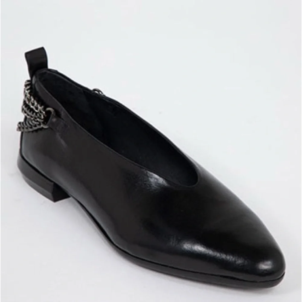 Homers Baby Flat with Chain Superluxe Black Patent Leather Shoes Size 7